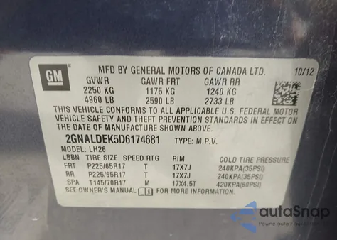 2013 Chevrolet Equinox 1Lt from USA, damaged, VIN 2GNALDEK5D6174681